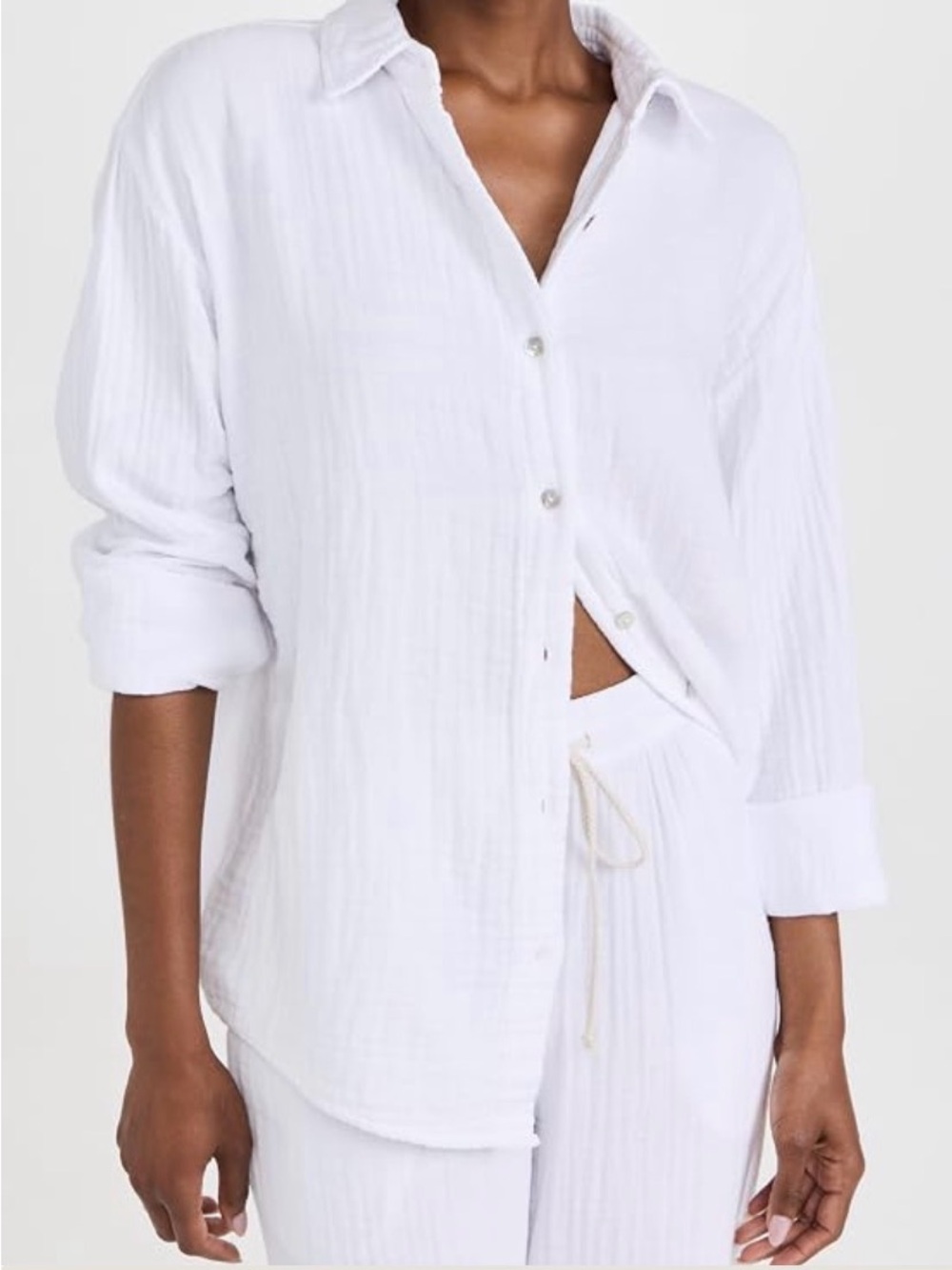 DONNI White Gauze Bubble Shirt